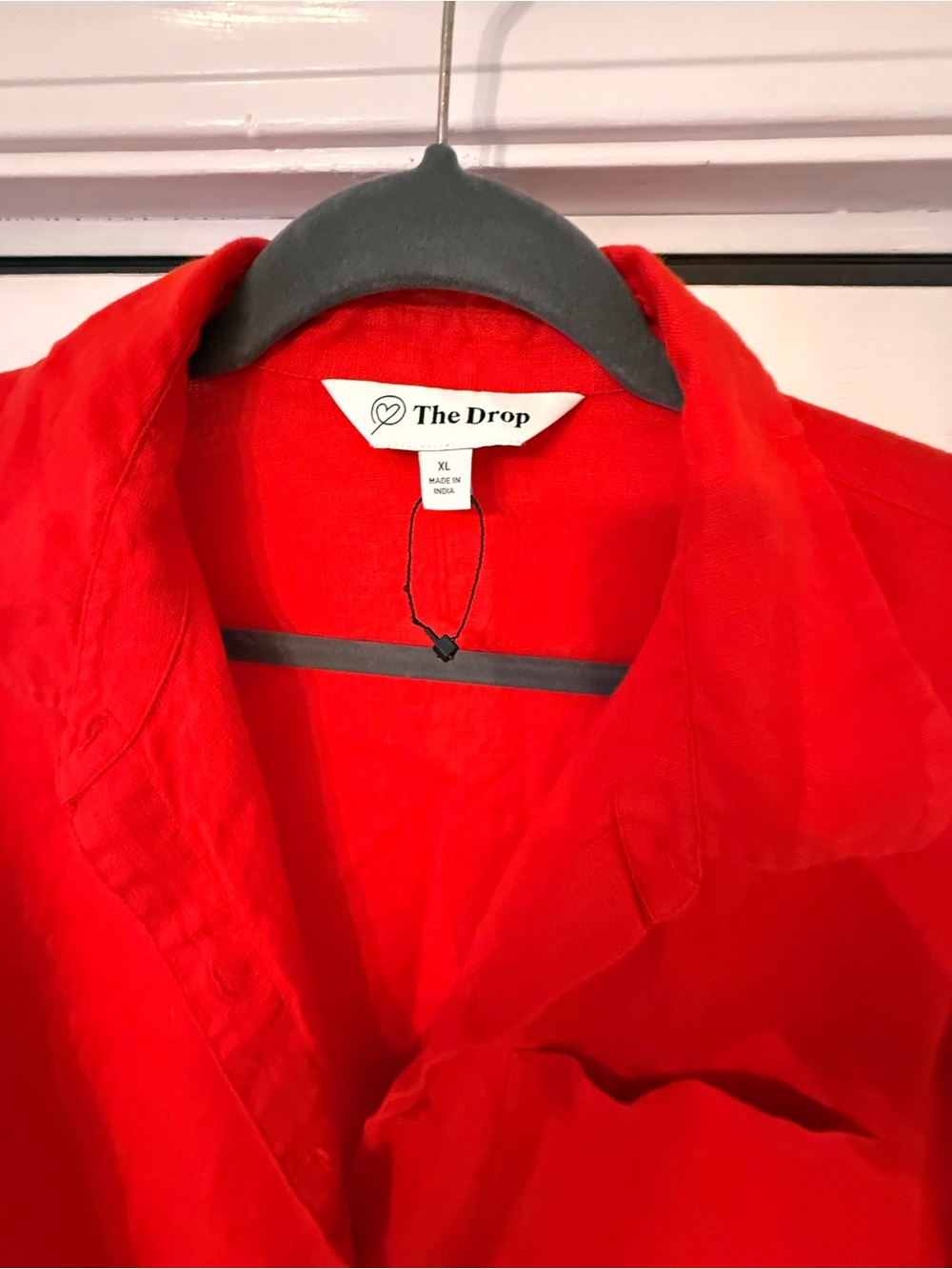 Vibrant Red Button-Up Shirt Dress - The Drop XL - Picture 2 of 5